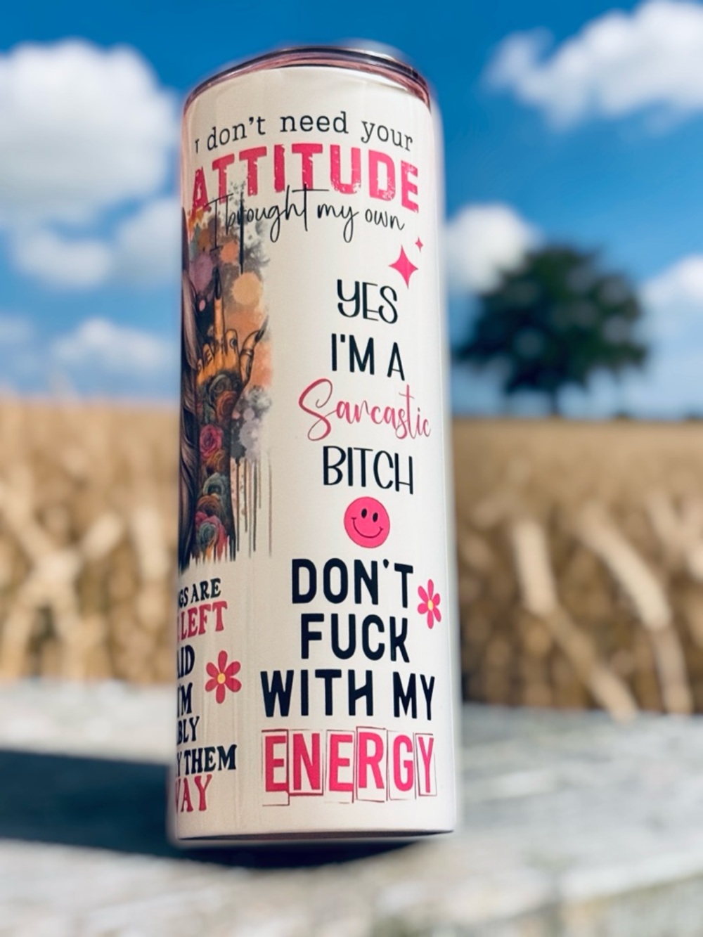 Bold Attitude 20oz Skinny Tumbler – Funny Sarcastic Gift | Sassy Quote Cup - Picture 4 of 5